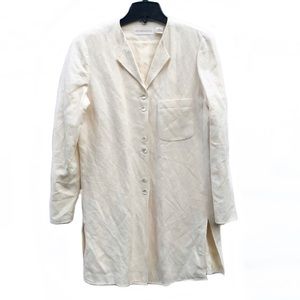 Dana Buchman Silk Linen Tunic Button Down Blouse Overshirt Jacket Shacket EUC 8